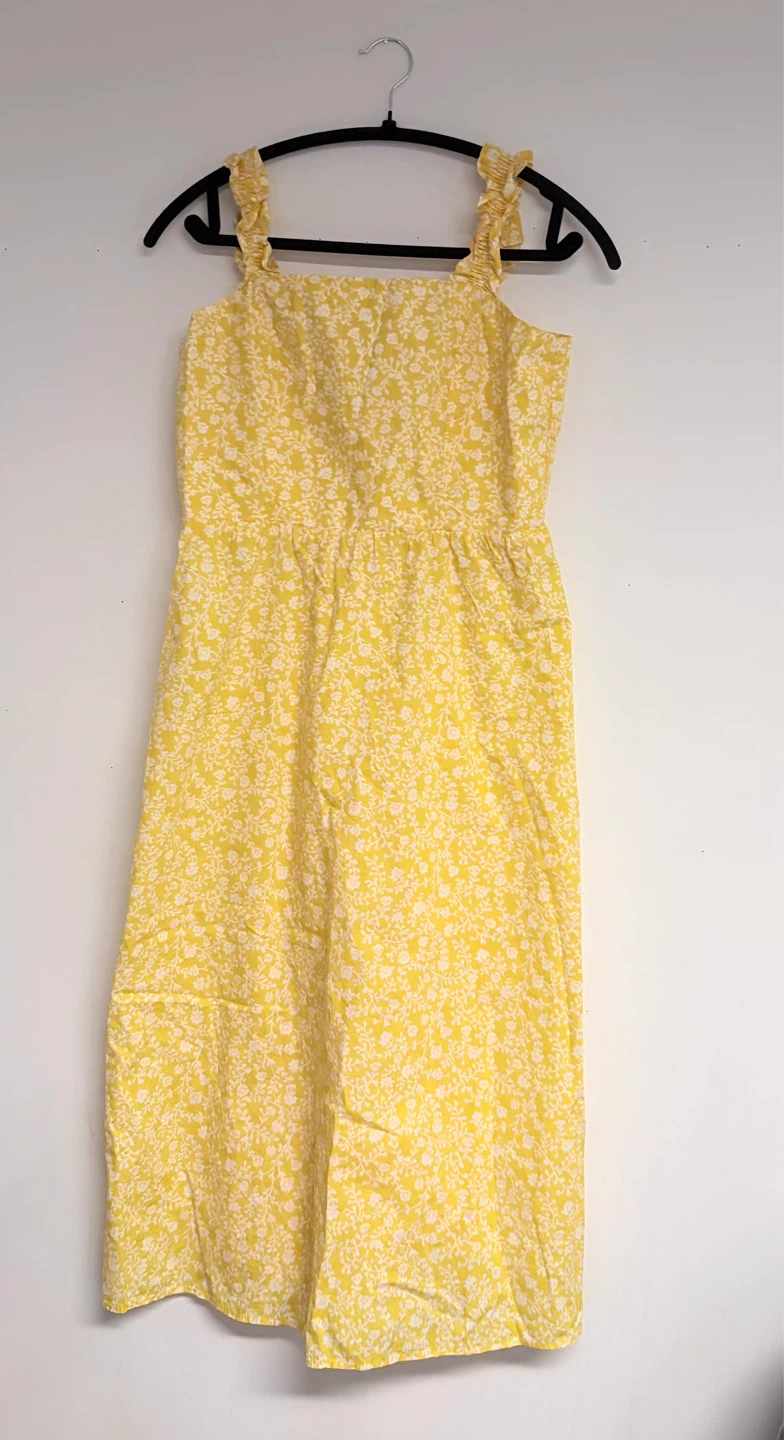 H&M Yellow Floral Smocked Sundress -Size S