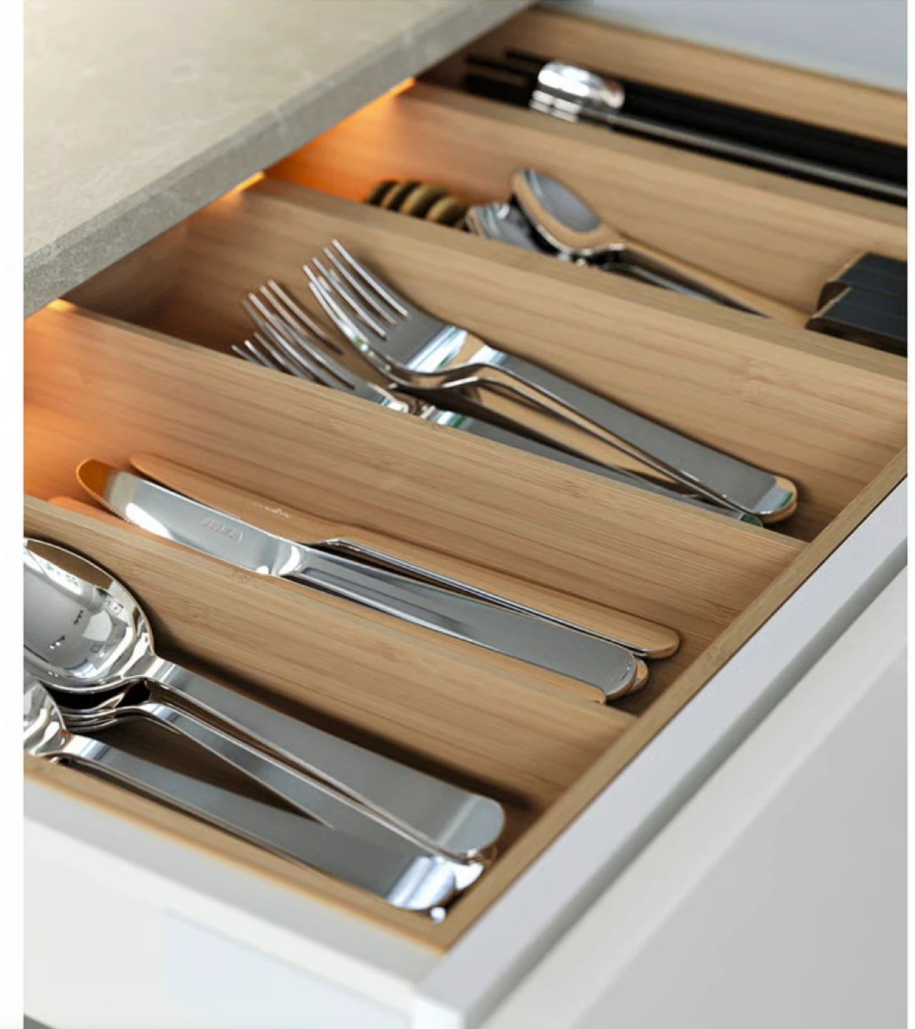 Bamboo Cutlery Drawer Organizer - photo 3