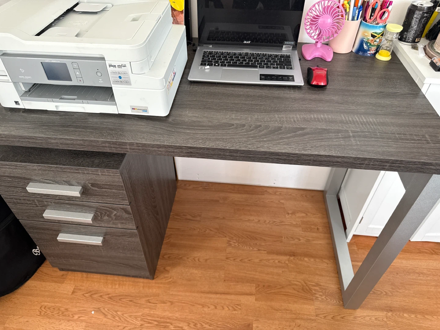 Grey Laminate Desk with Drawer Unit - photo 2