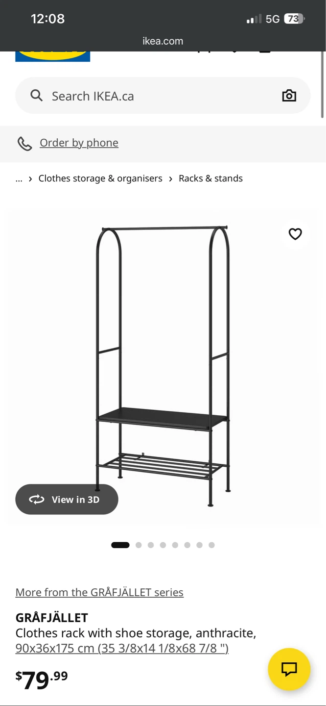 IKEA GRÅFJÄLLET Clothes Rack with Shoe Storage - Anthracite