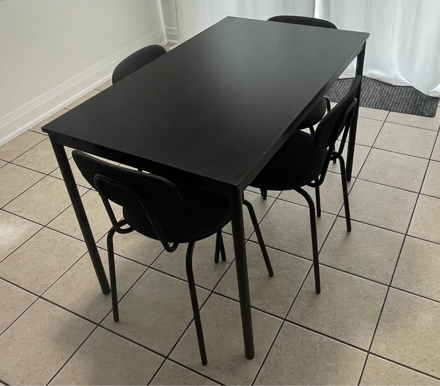 Black Dining Table with 4 Chairs