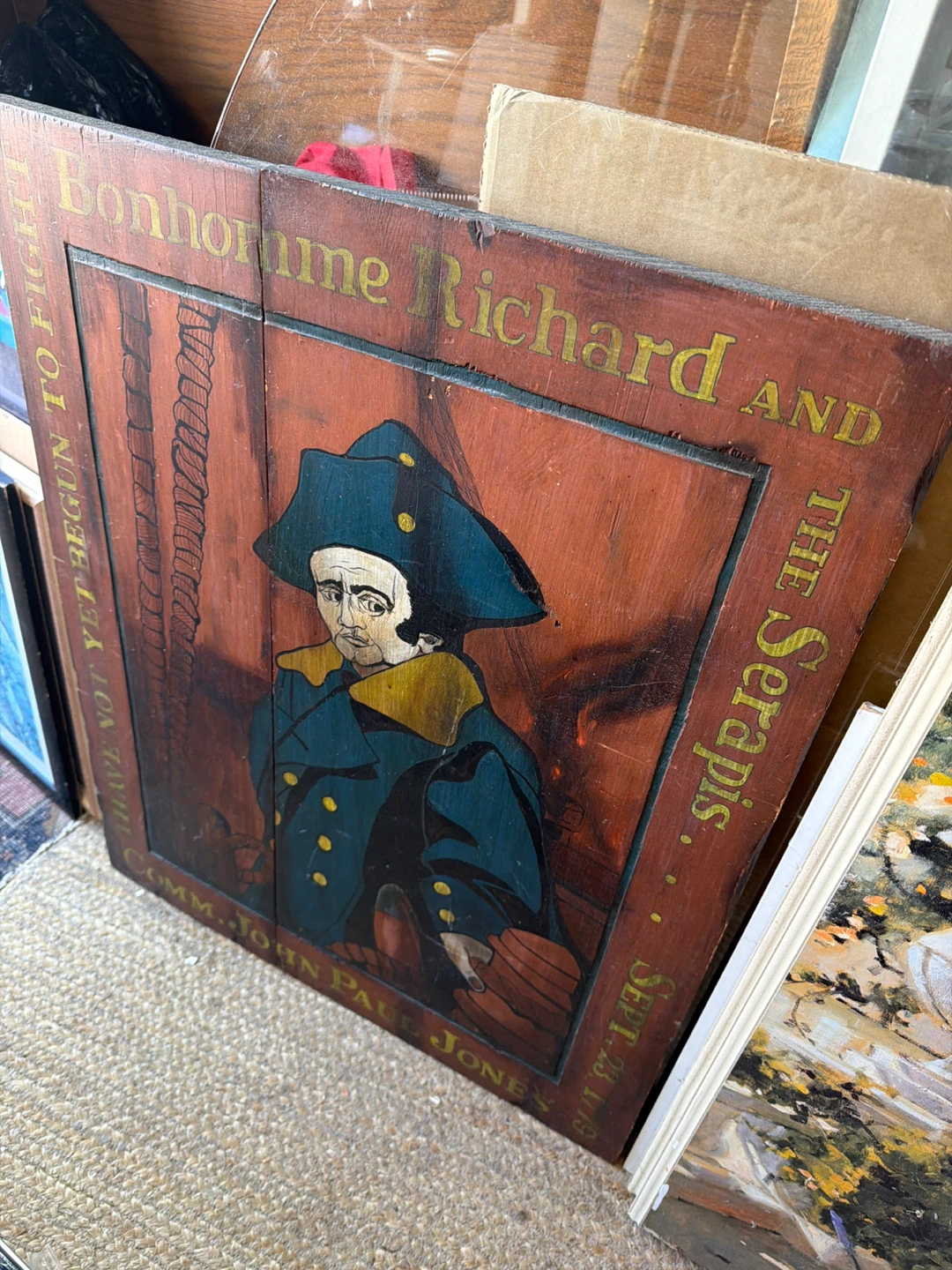 Bonhomme Richard and the Serapis John Paul Jones Folk Art - photo 2
