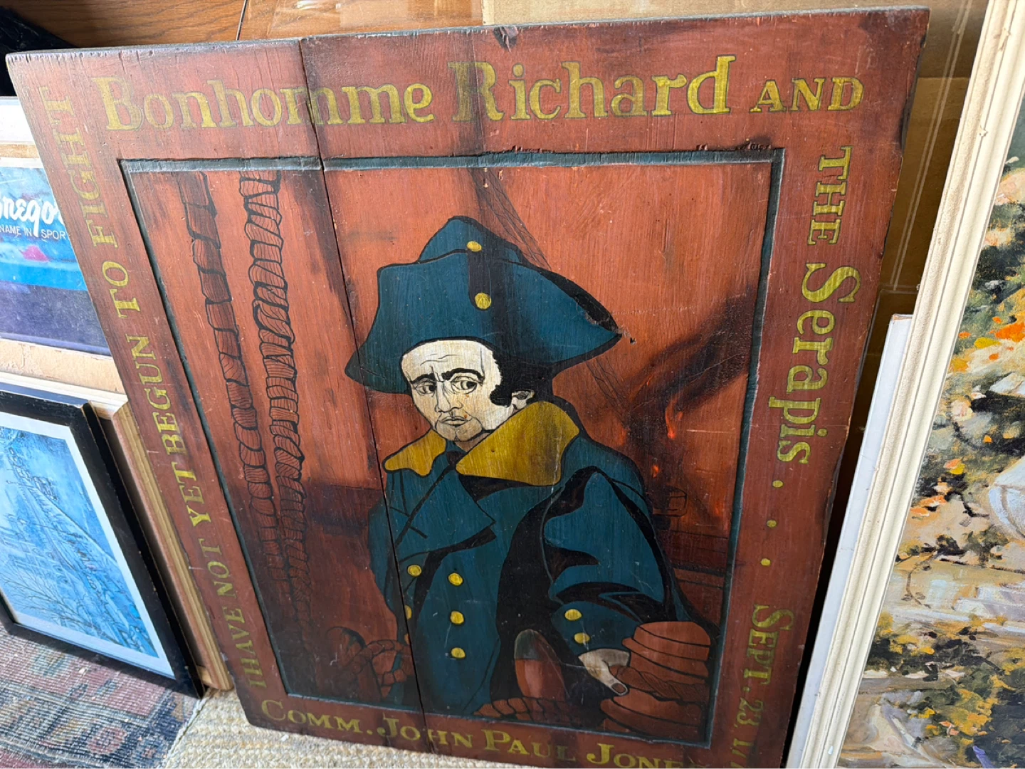 Bonhomme Richard and the Serapis John Paul Jones Folk Art - photo 3