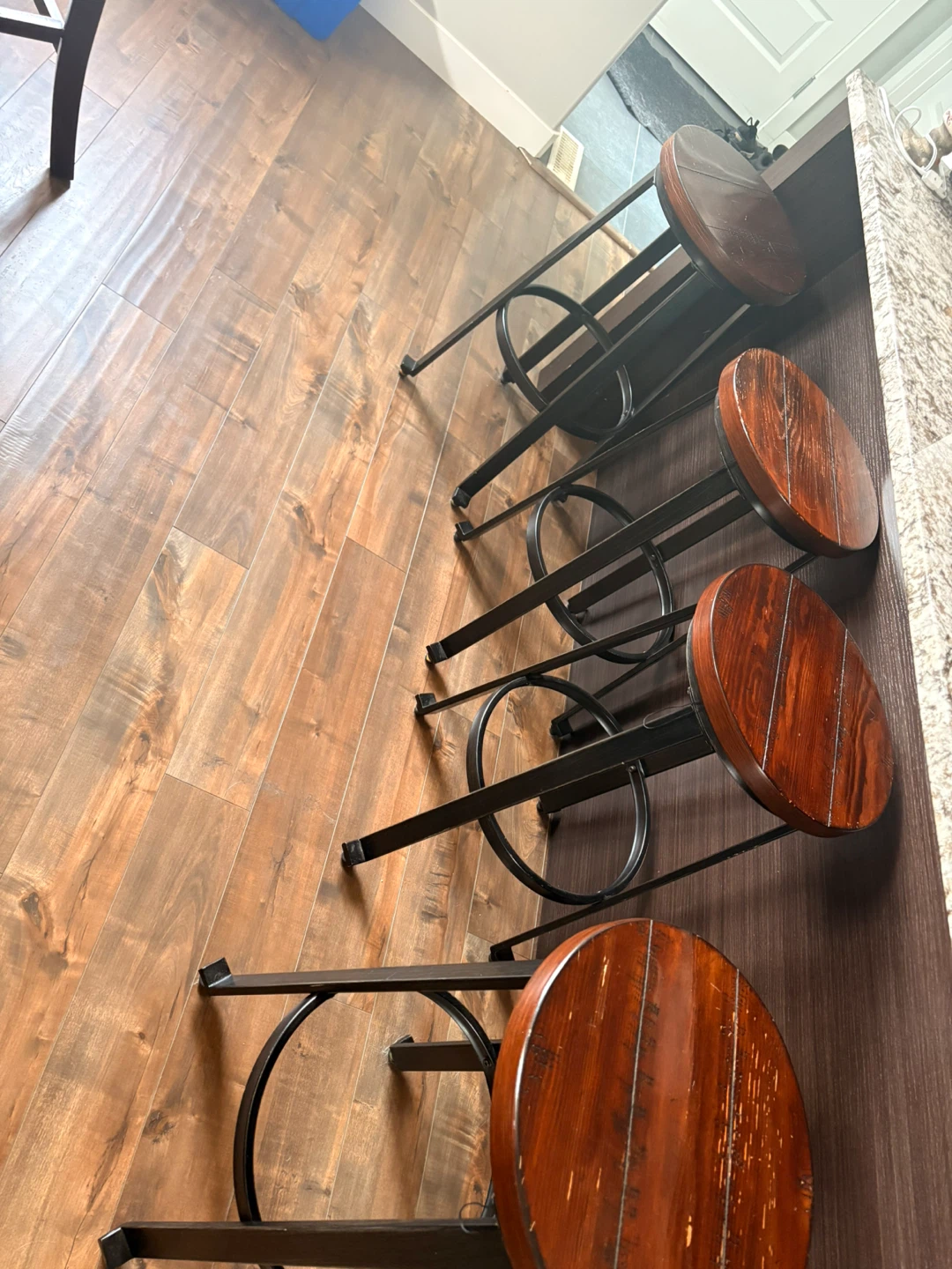 Rustic Wood and Metal Bar Stool and table