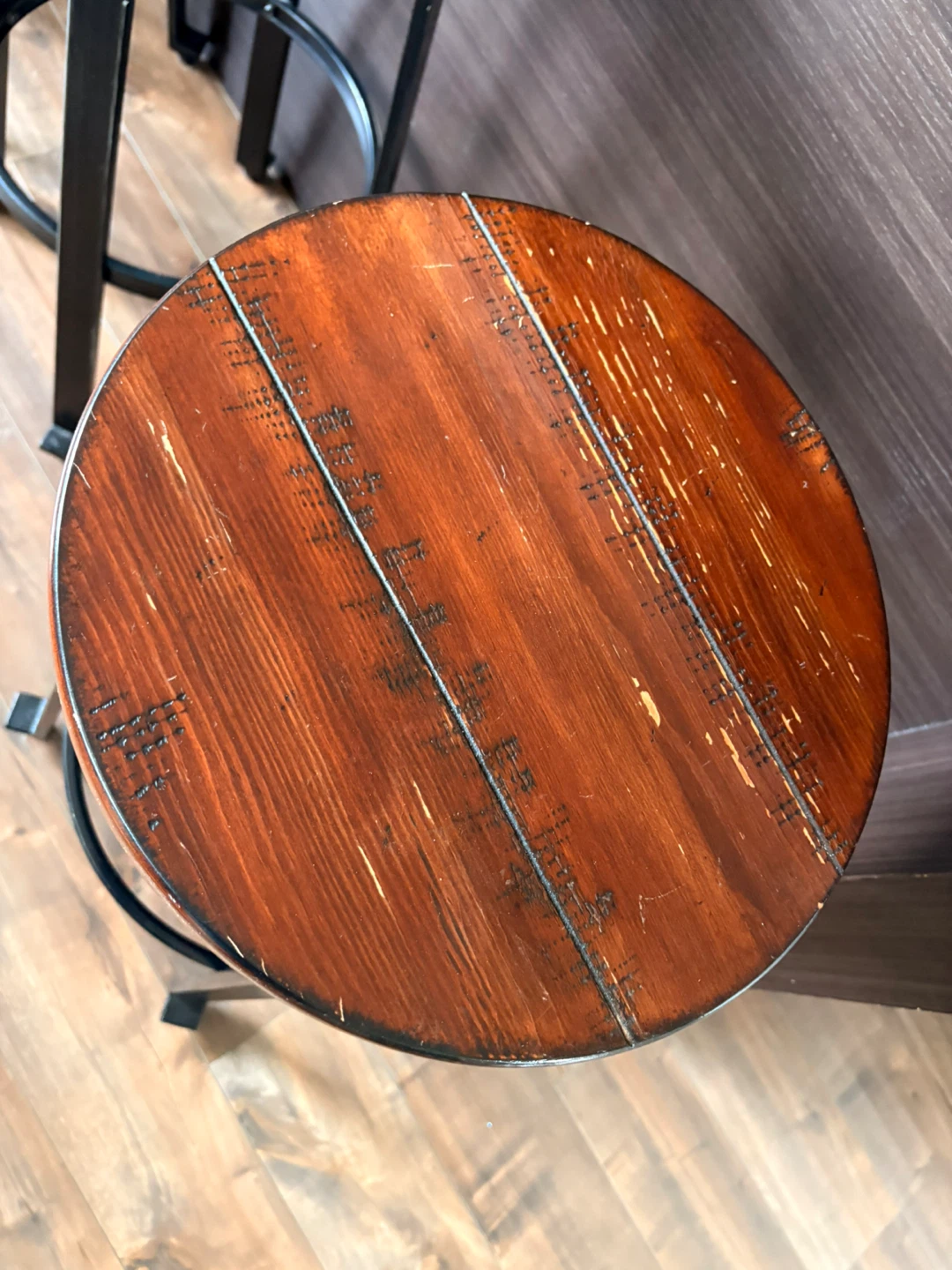 Rustic Wood and Metal Bar Stool and table - photo 3