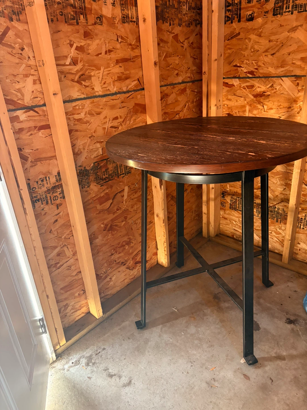 Rustic Wood and Metal Bar Stool and table - photo 4
