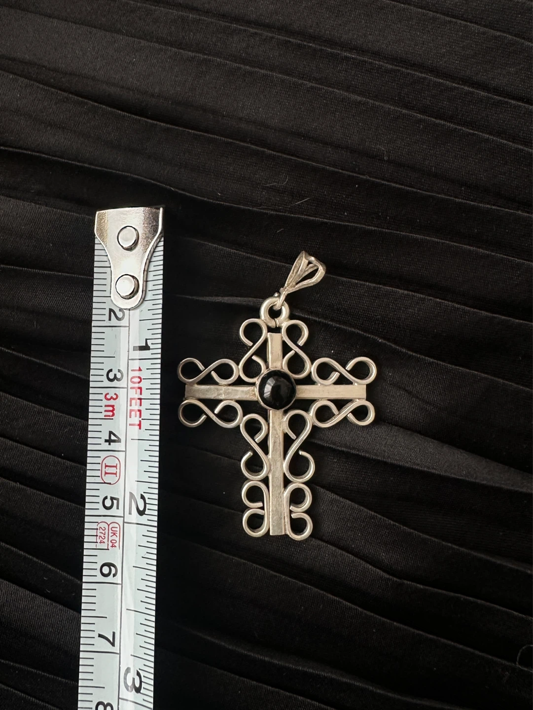 Sterling Silver Onyx Cross Pendant - photo 3