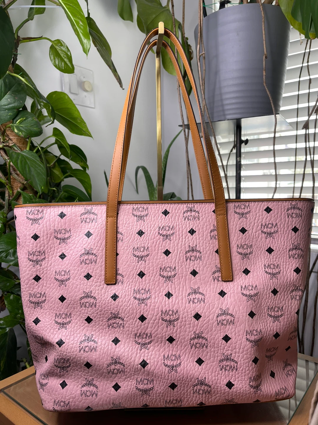 MCM Pink Monogram Tote Bag - photo 2