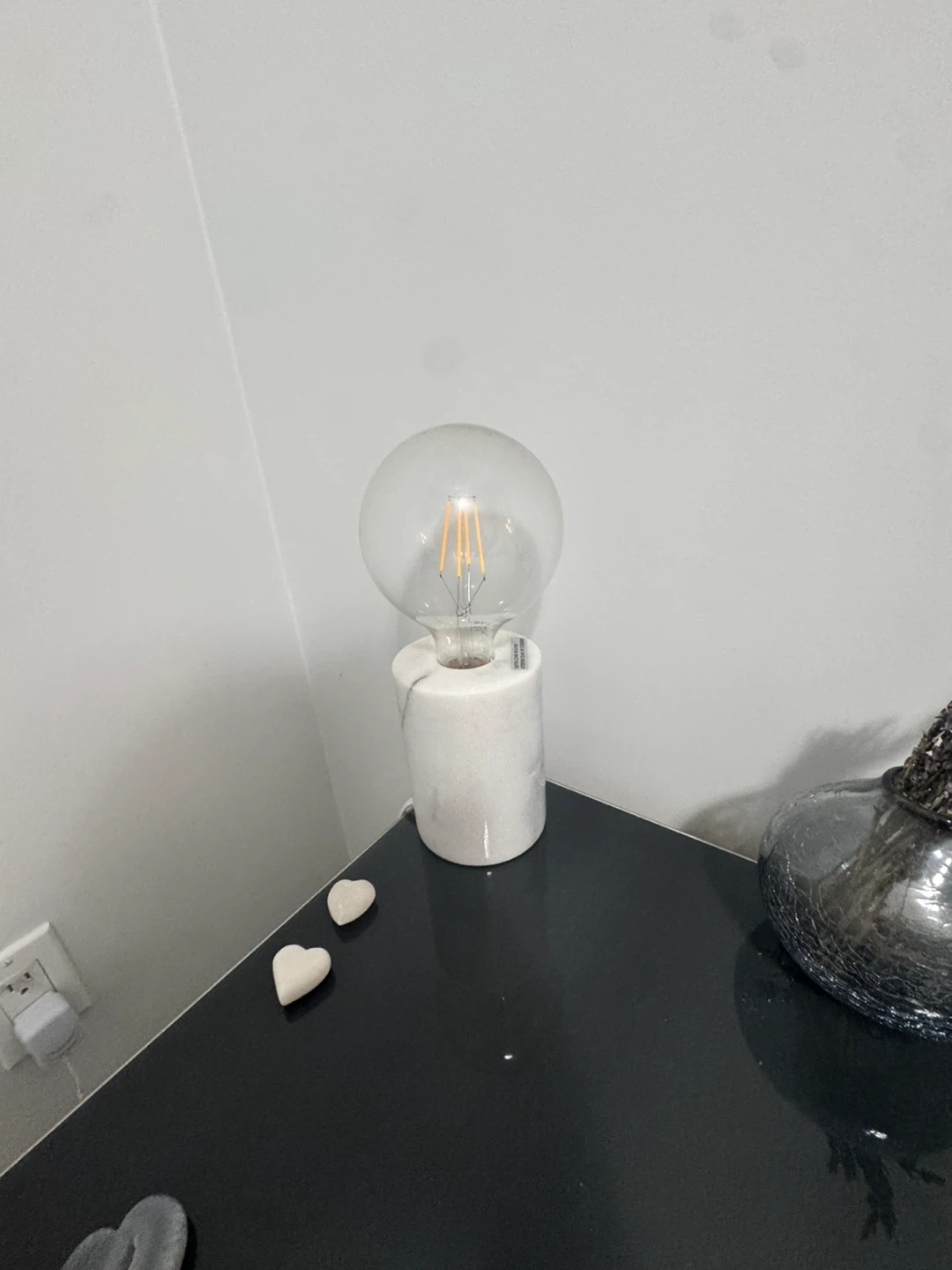 Marble Base Table Lamp with Edison Bulb