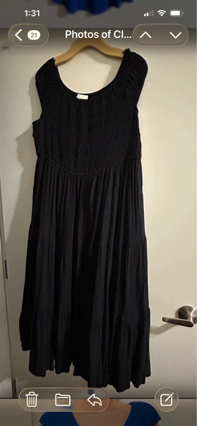 Oak and Fort, Black Off-the-Shoulder Tiered Midi Dress - photo 2