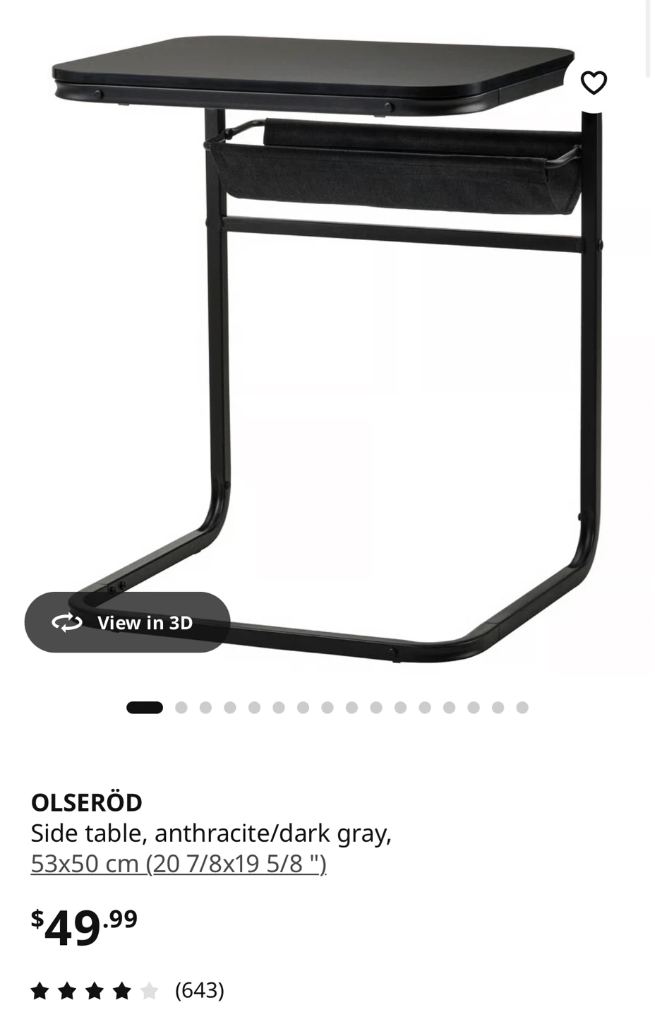 IKEA Black Side Table - photo 2