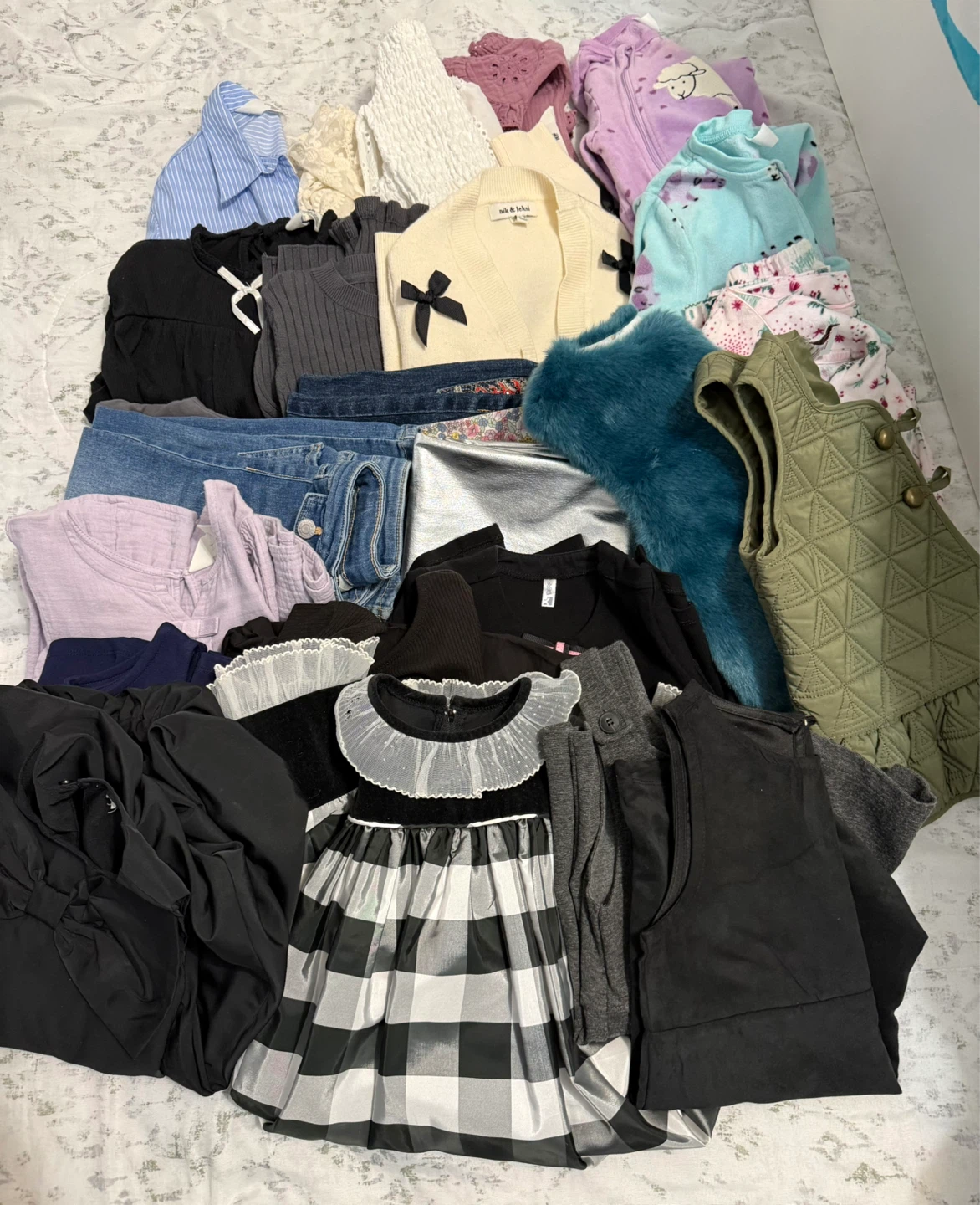 Bundle of Girls' Clothes - Tops, Cardigan, Pants & Pajamas