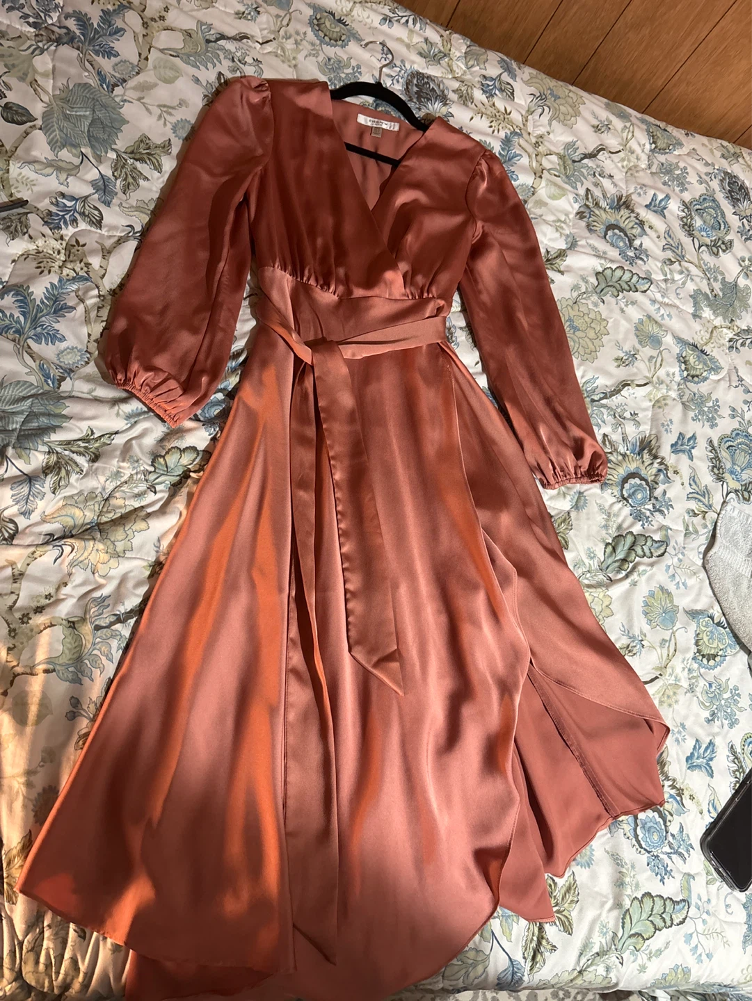 Pink Satin Wrap Dress - Size M