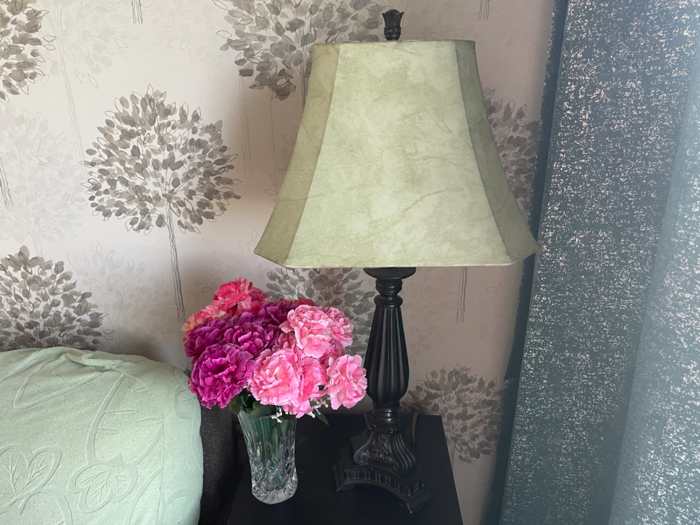 2 piece Table Lamp set with Green Shade