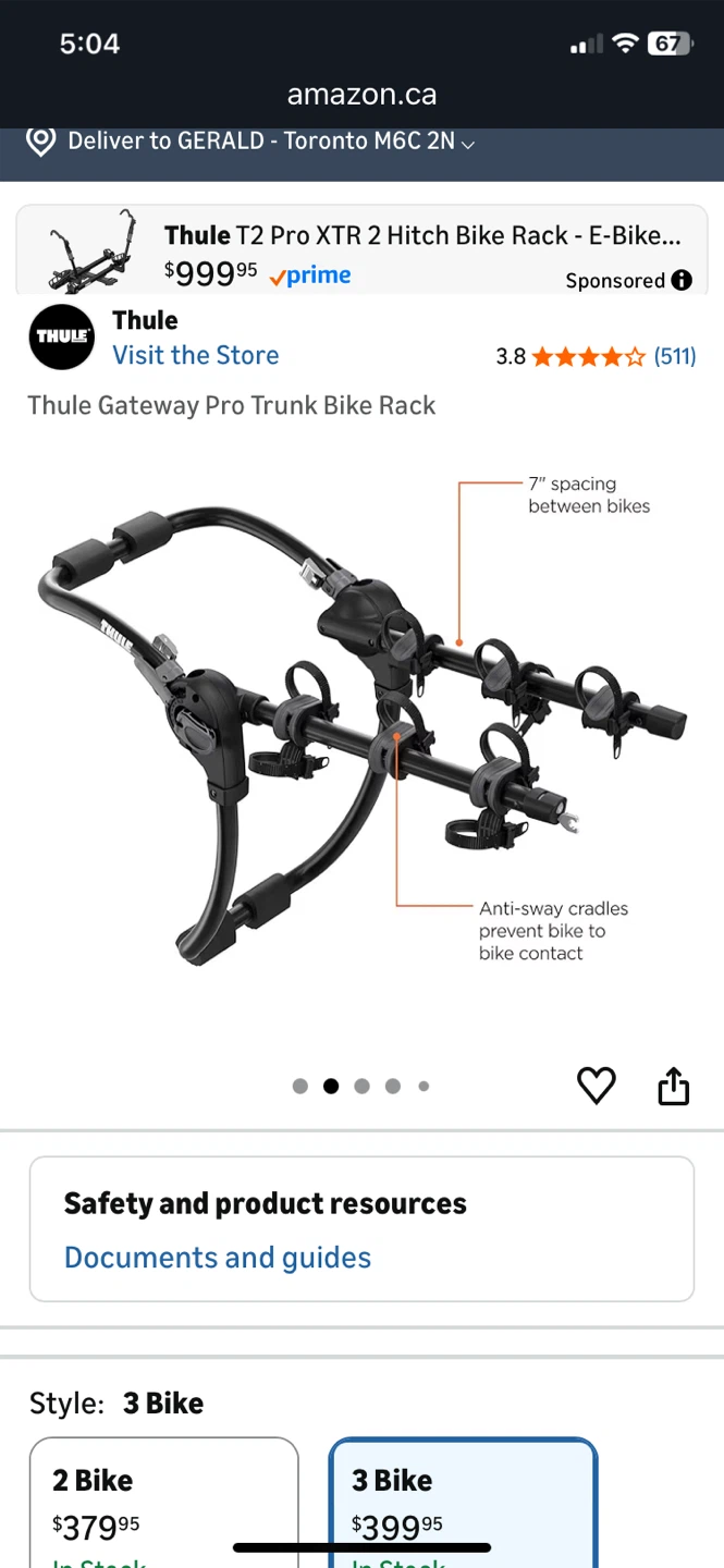 Thule Bike Rack - 3 Bike Carrier - photo 3