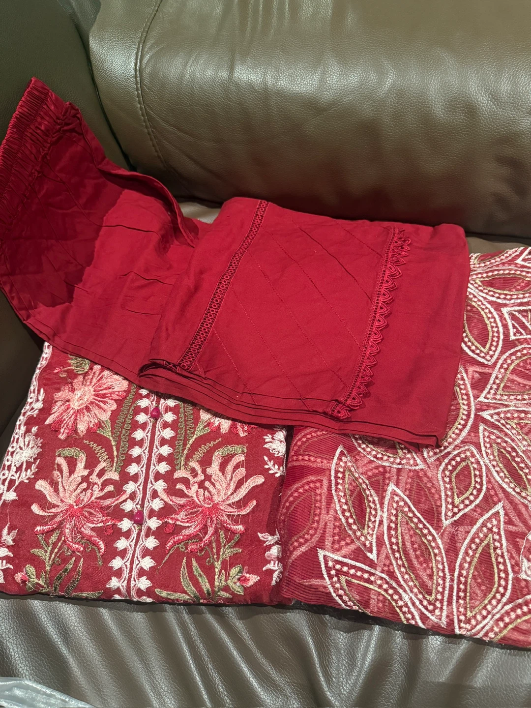 Embroidered Red Salwar Kameez 3 Piece Outfit