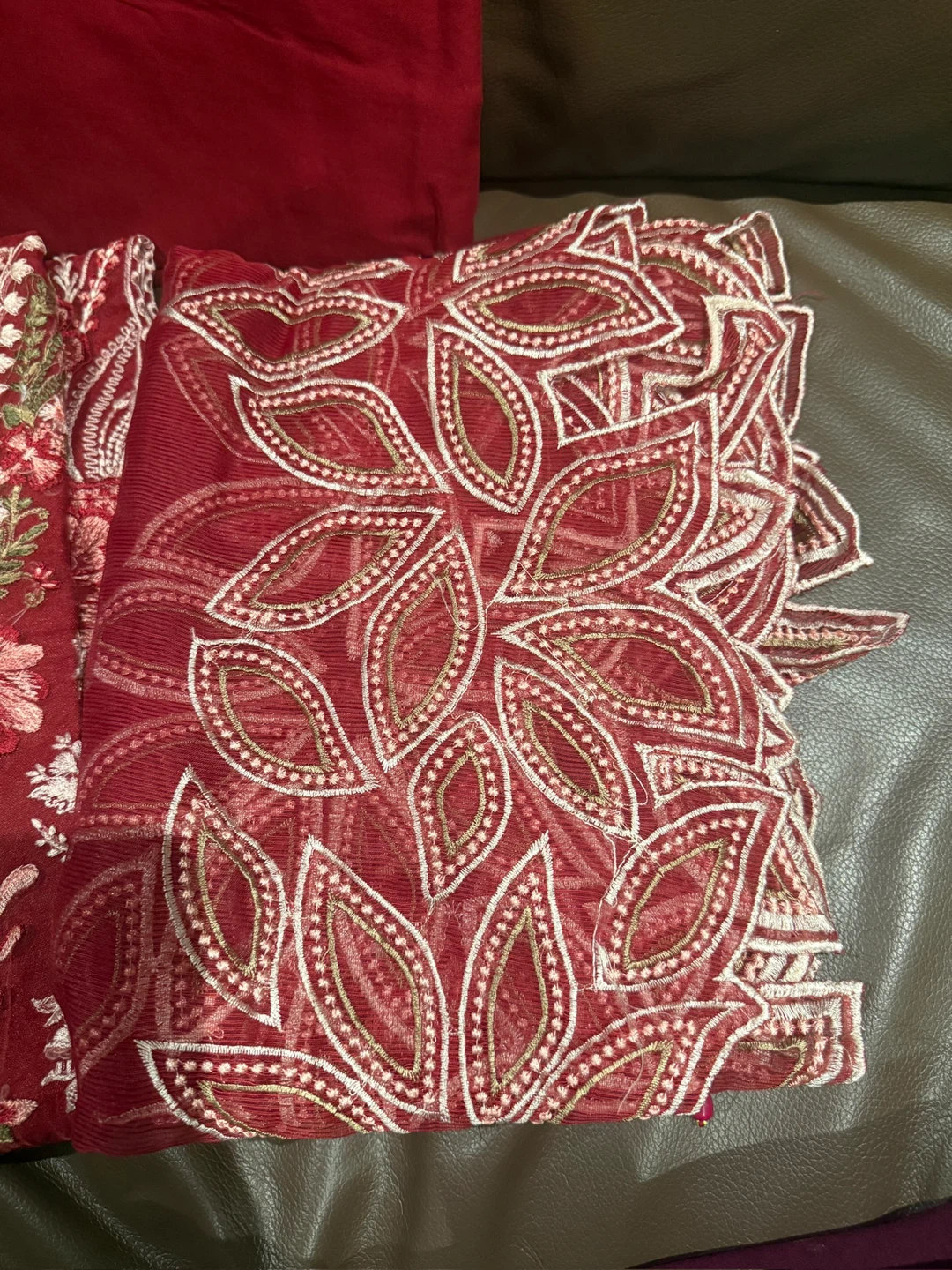 Embroidered Red Salwar Kameez 3 Piece Outfit - photo 2