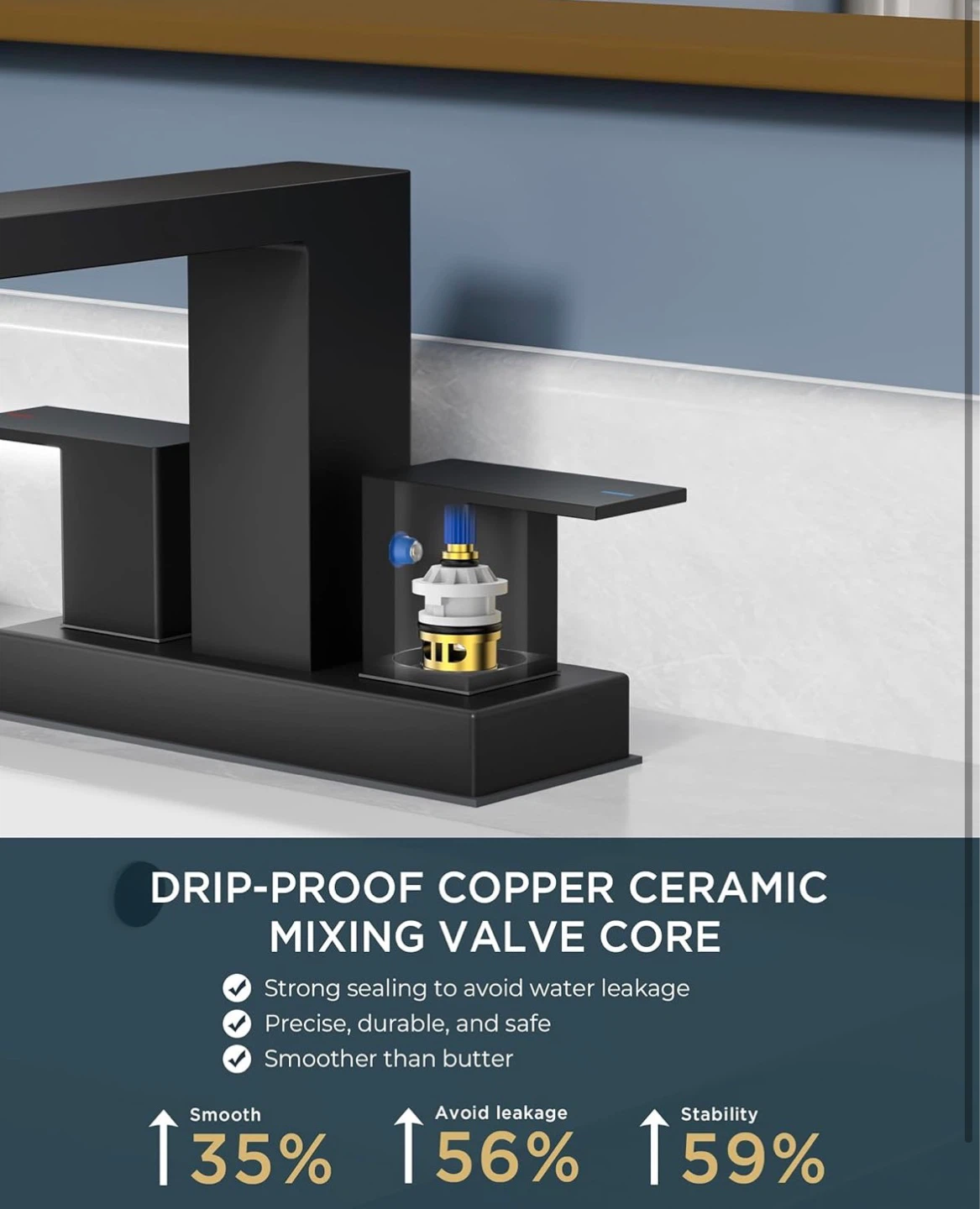 Matte Black Widespread Bathroom Faucet with Drain Assembly - photo 4