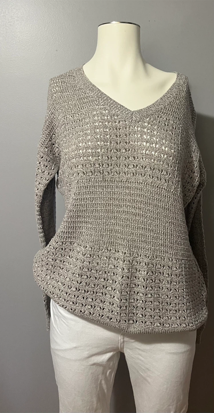 Dkny Grey V-Neck Sweater