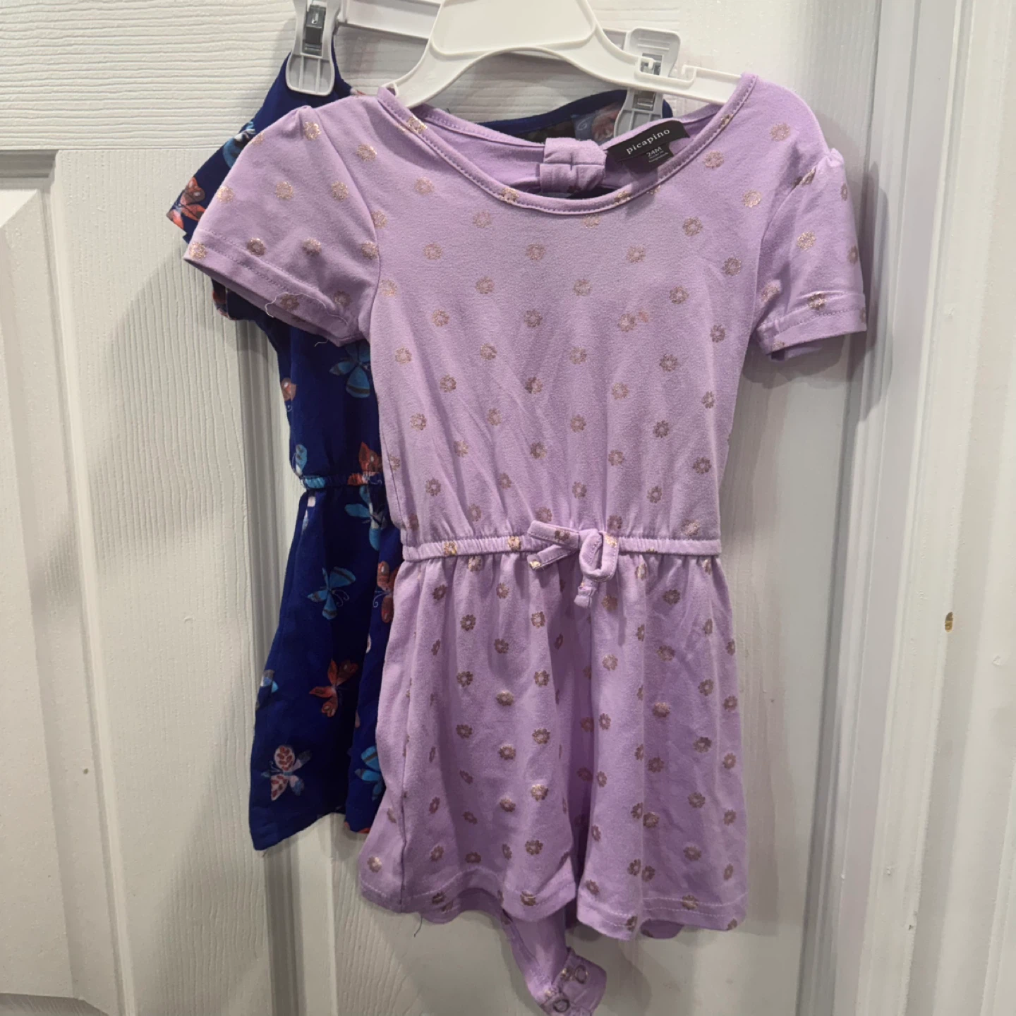 Picapino Girls Rompers - Blue Butterfly & Lavender Flower Print - photo 2