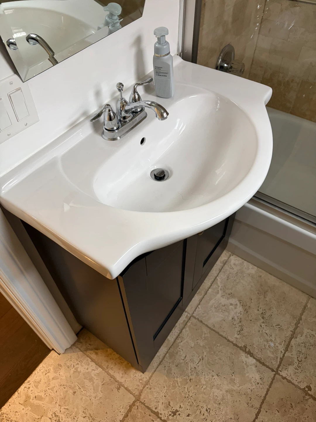 White Vanity Sink with Black Cabinet - photo 2