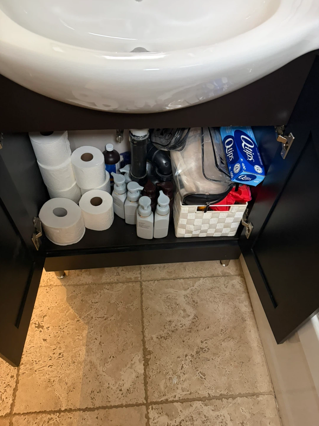 White Vanity Sink with Black Cabinet - photo 3