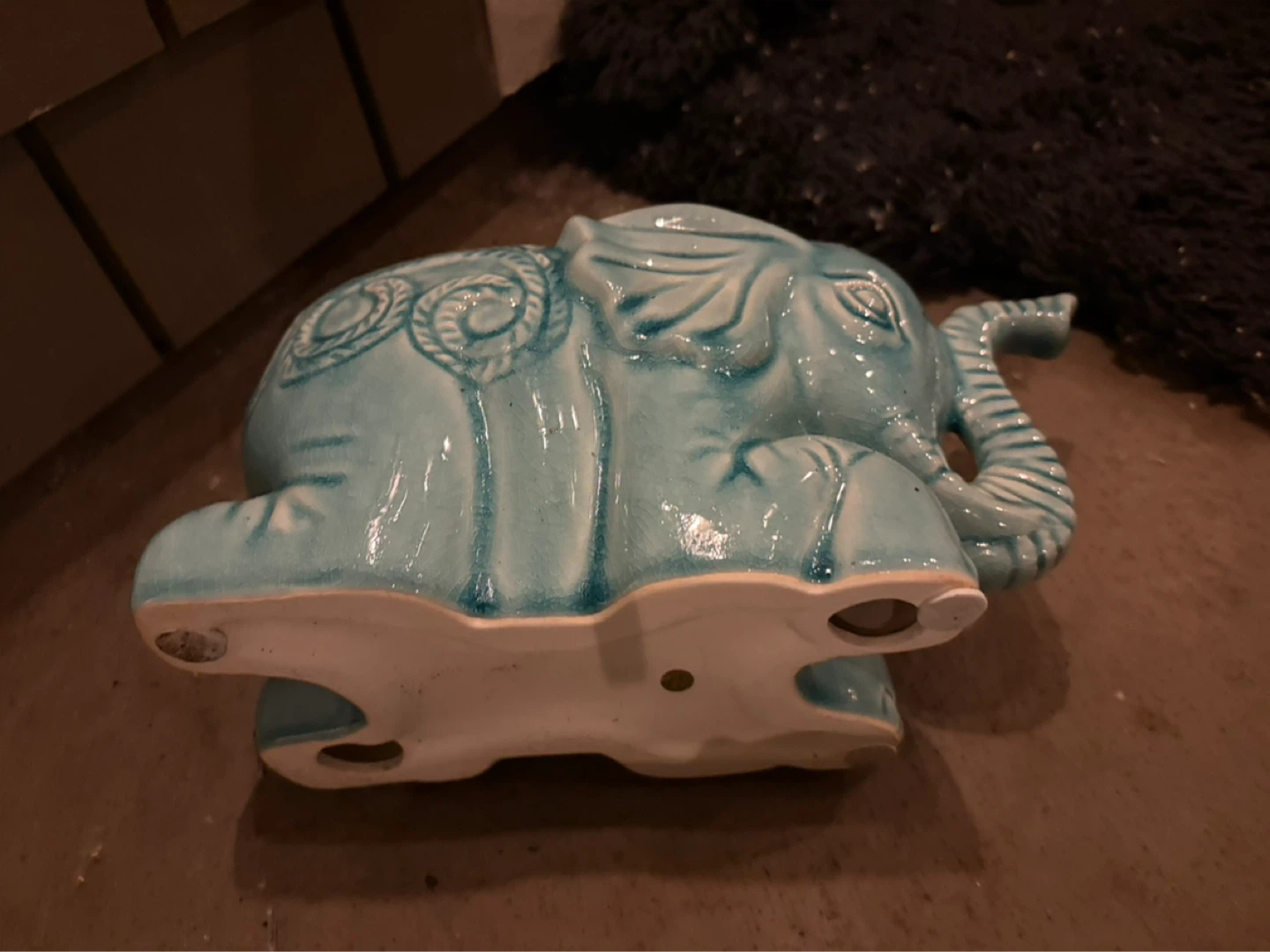 Pair of Ceramic Elephant Figurines - Teal