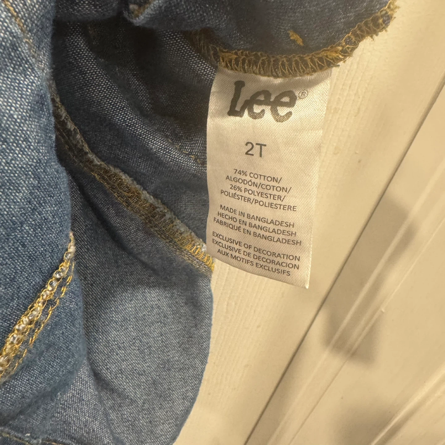 Lee Toddler Denim Overalls Size 2T - photo 3