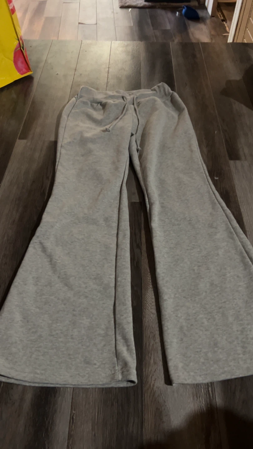 Pantalons évasés gris en molleton