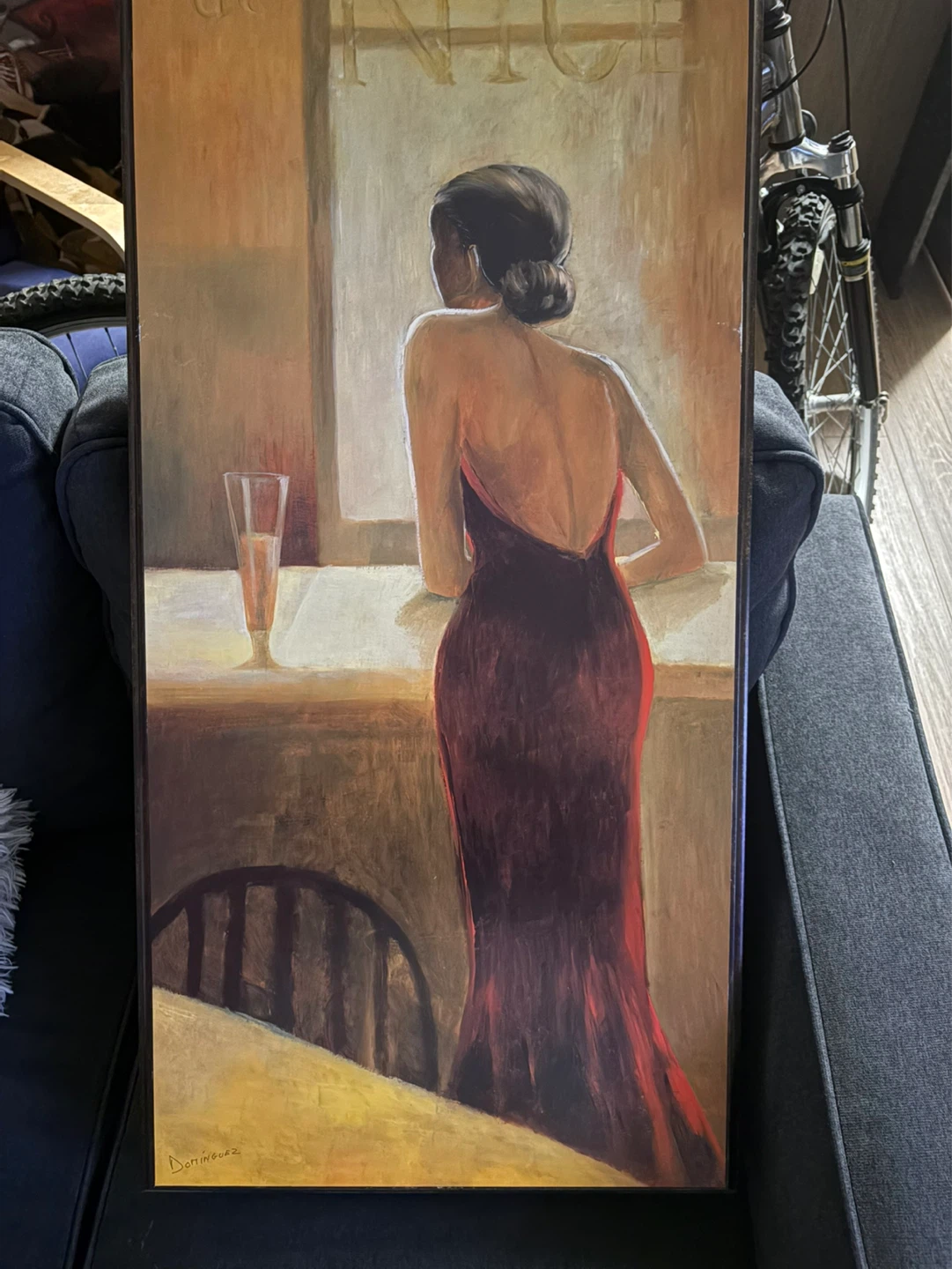 Framed Art Print - "Woman with Wine" - photo 3