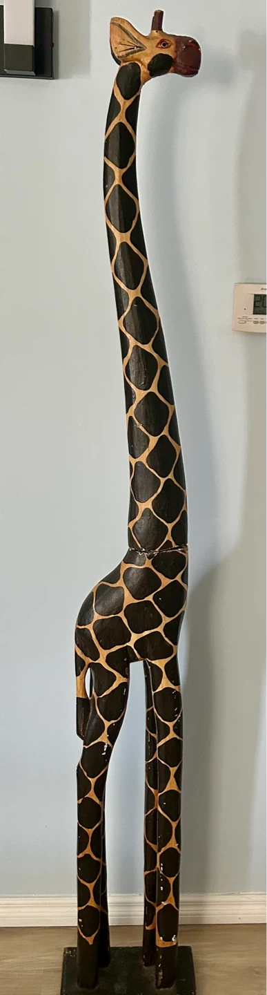 Tall Wooden Giraffe Figurine
