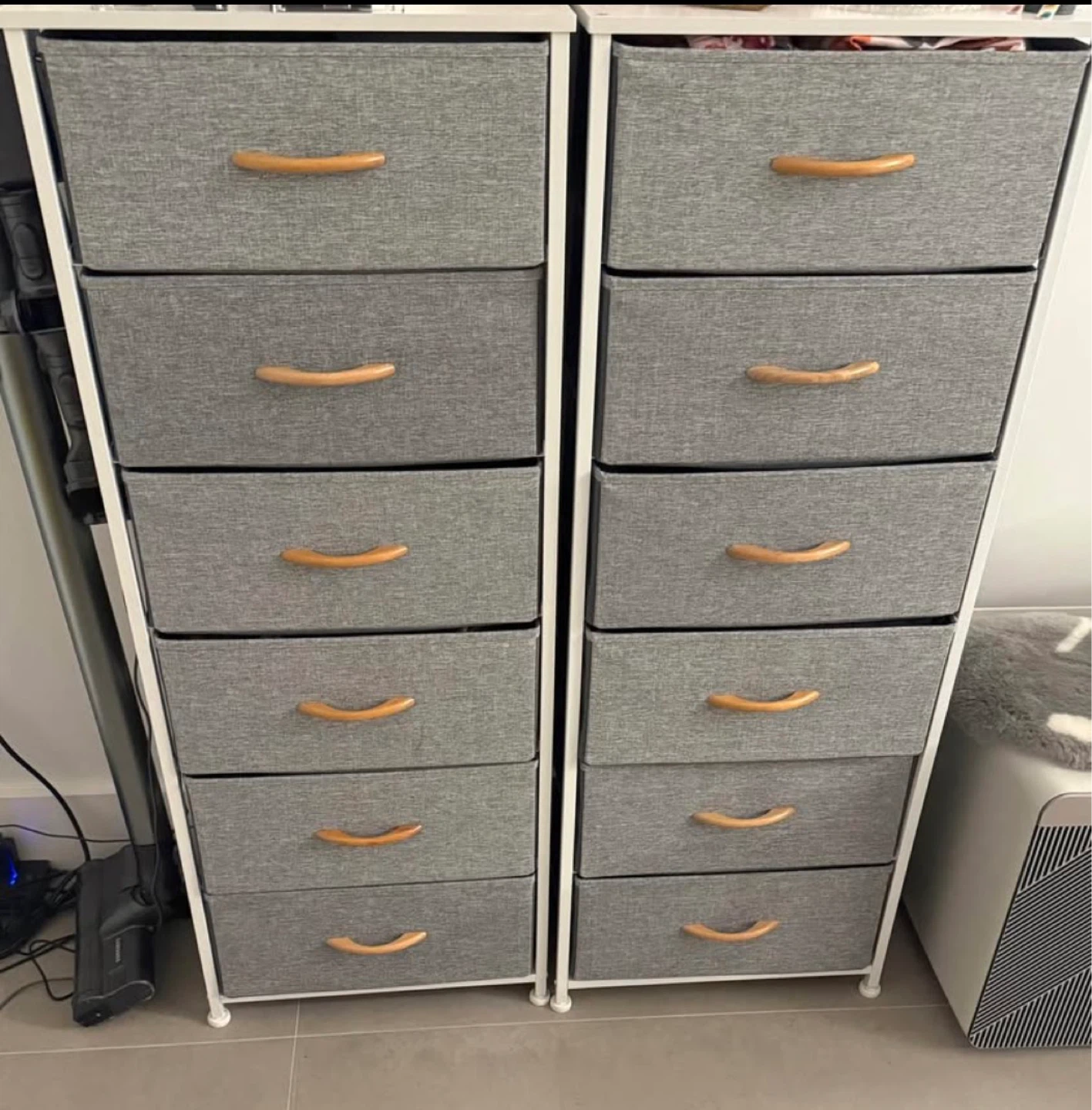 Gray Fabric 6 Drawer Dresser Chest_each price