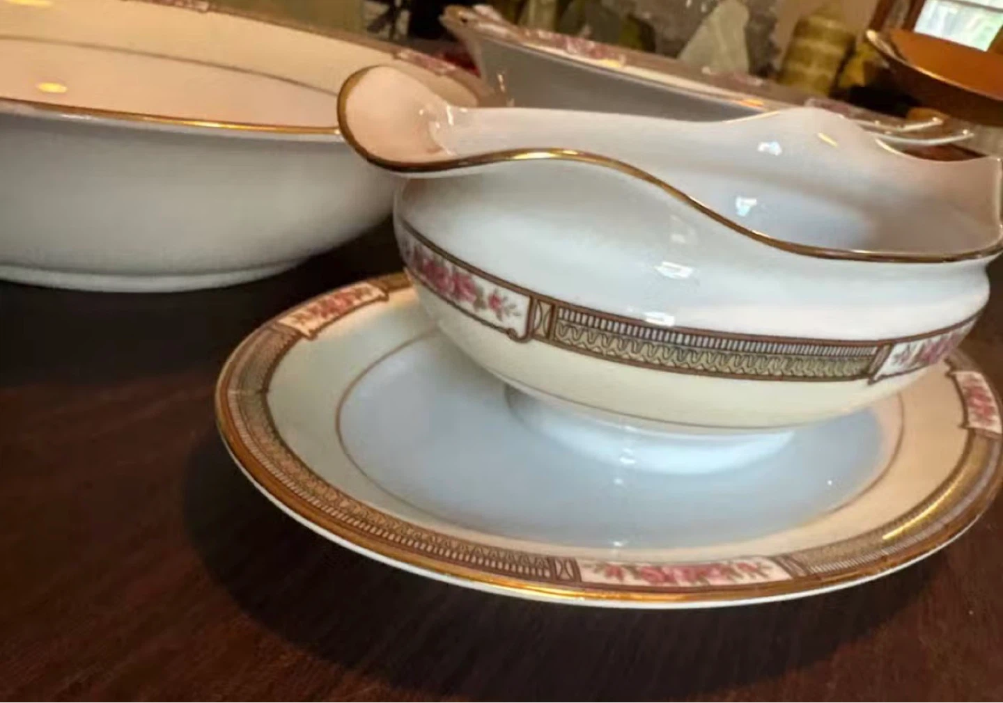 Vintage Floral Serving Dish Set with Gravy Boat - photo 4