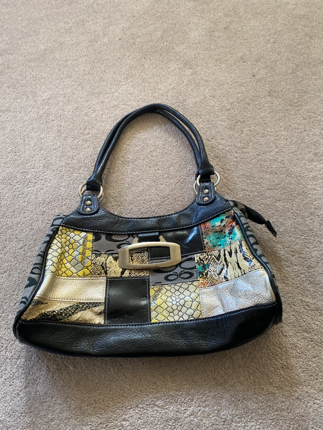 Vintage Y2K Patchwork Animal Print Shoulder Bag
