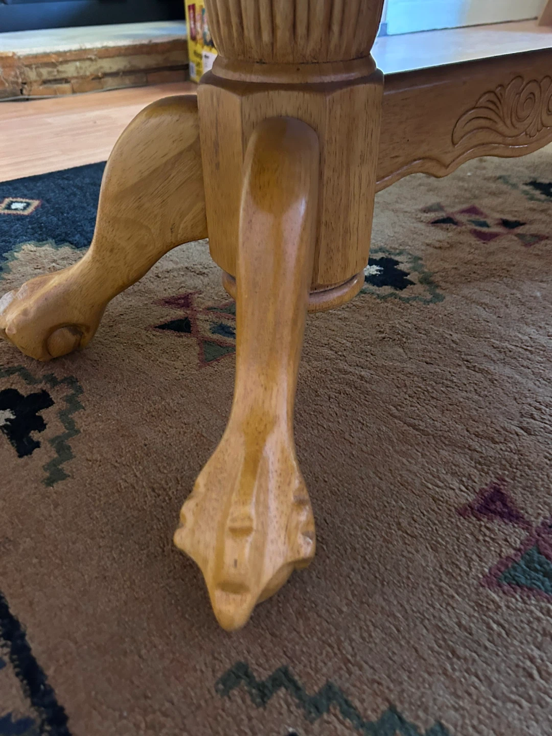 Wooden Coffee Table with Claw Feet - photo 3