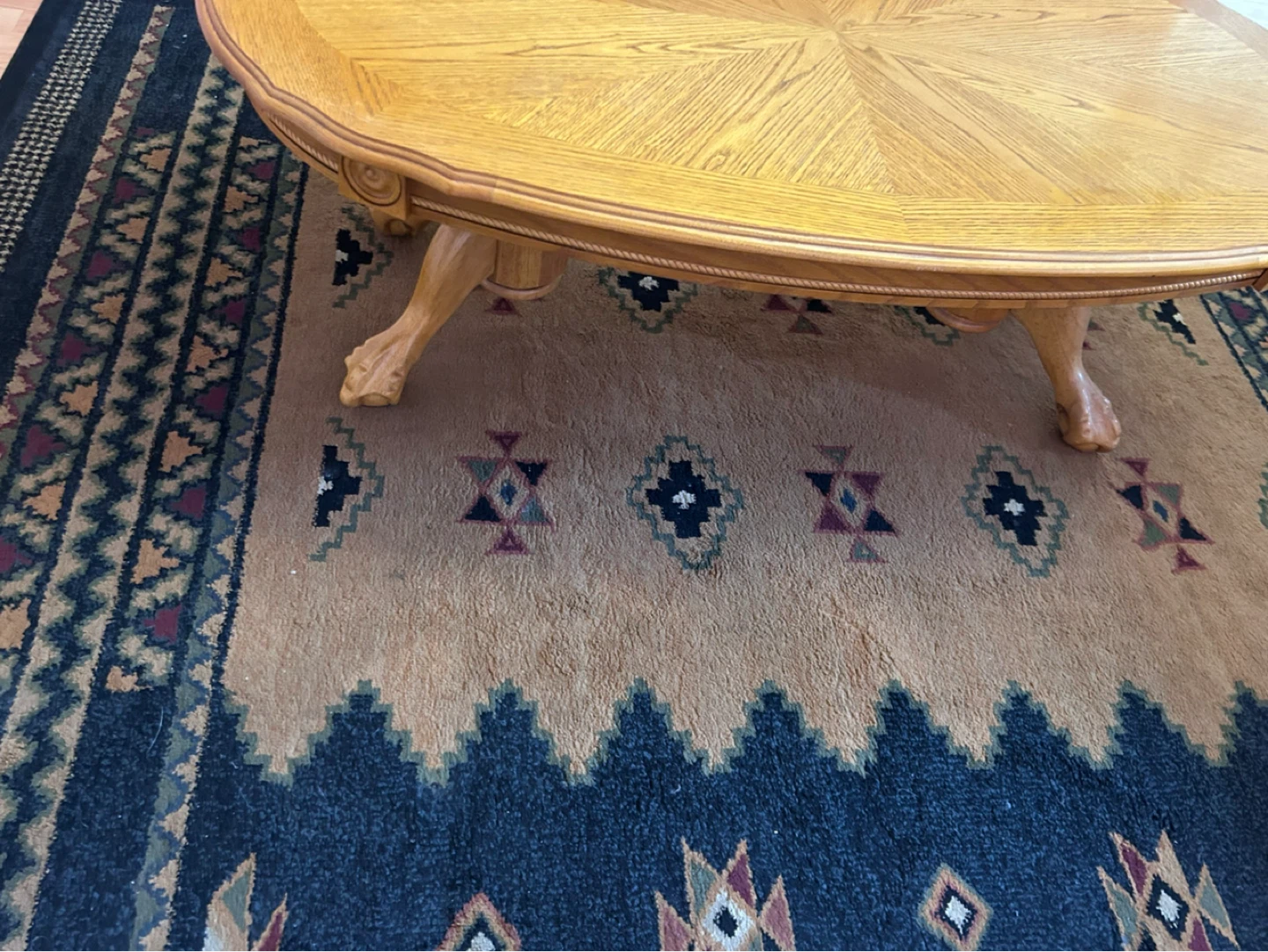 Wooden Coffee Table with Claw Feet