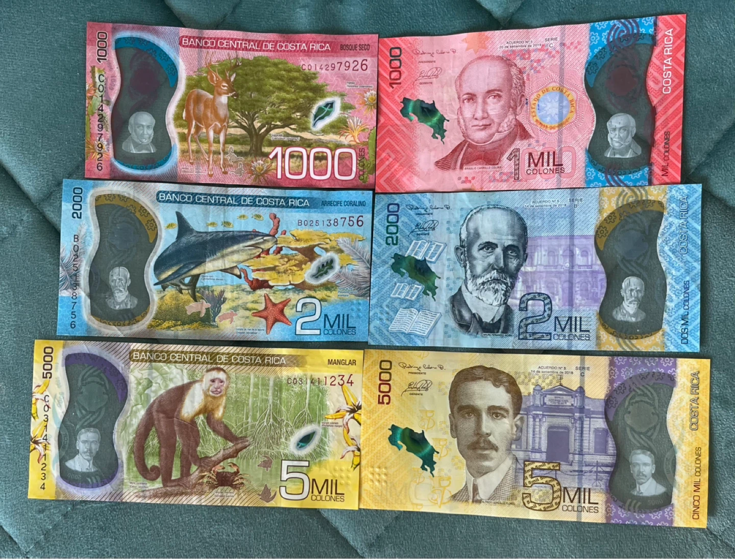 Beautiful Costa Rica Banknotes - 1000, 2000, 5000 Colones - photo 2