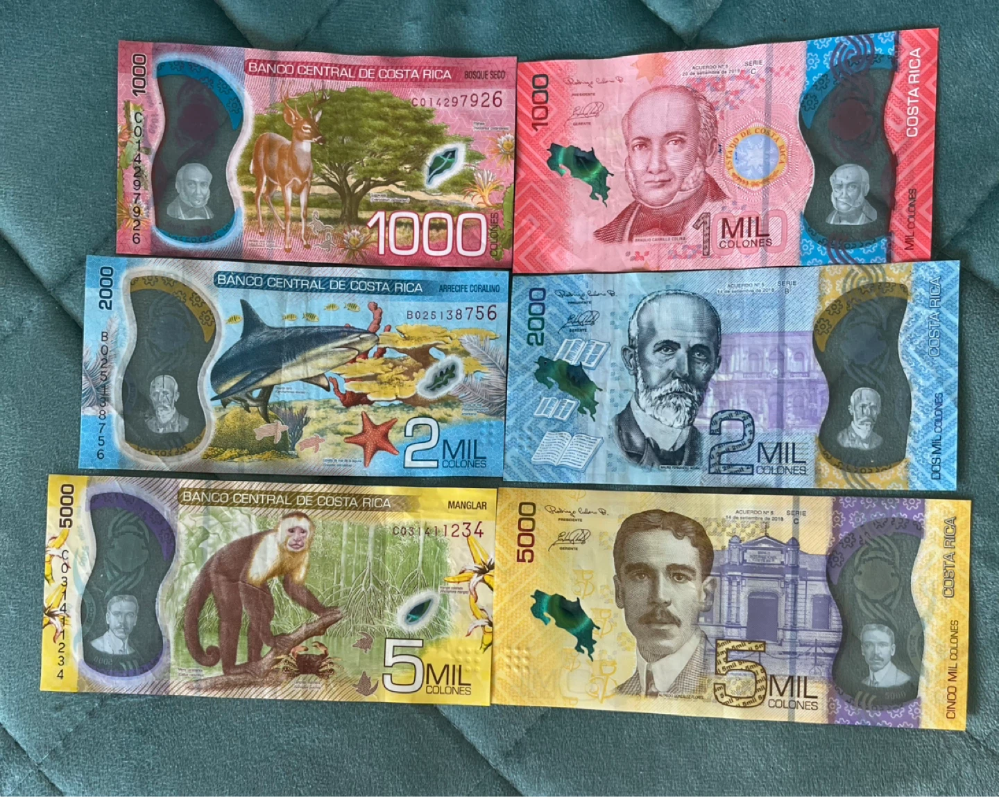 Beautiful Costa Rica Banknotes - 1000, 2000, 5000 Colones - photo 3
