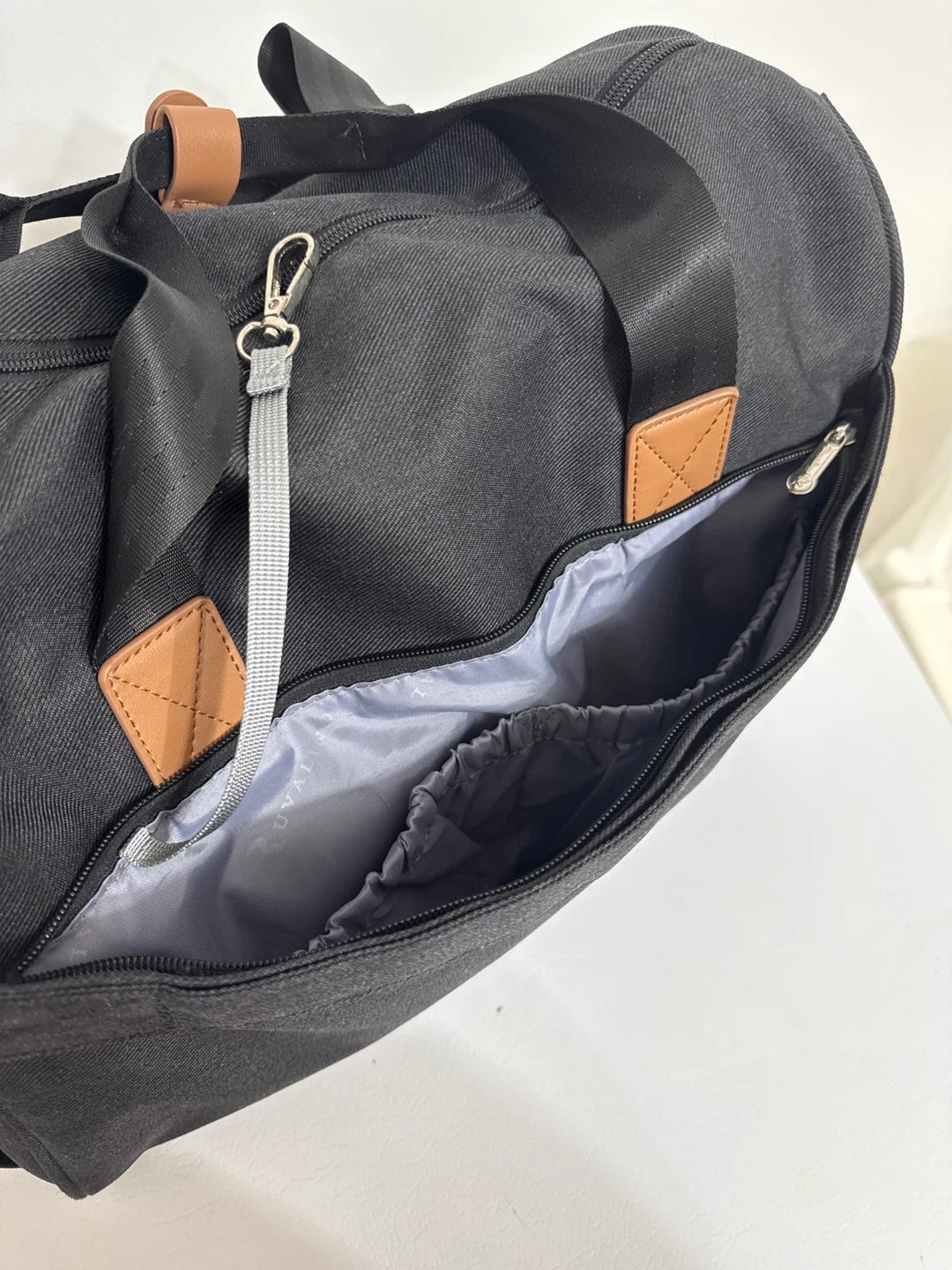 Black Duffle Bag with Brown Accents - photo 5