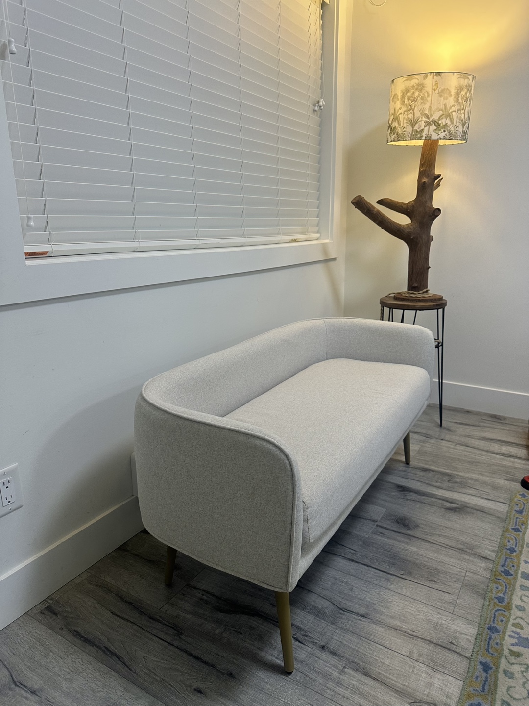 Beige Upholstered Bench Seat