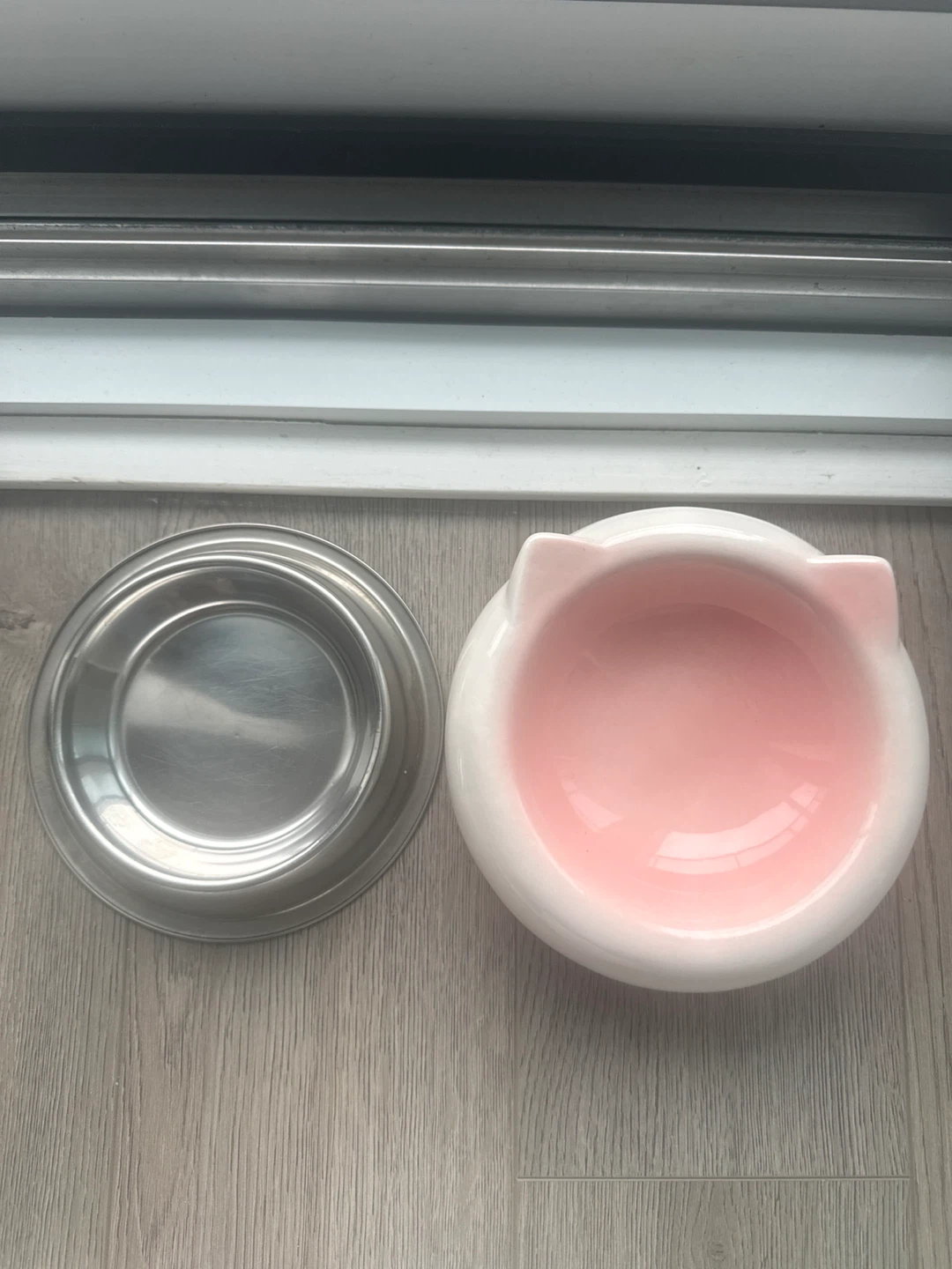 Pet Food Bowls - Ceramic Cat Ear bowl & Stainless Steel bowl
