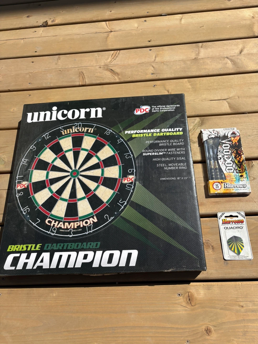 Unicorn Champion Bristle Dartboard Set with Darts and Flights