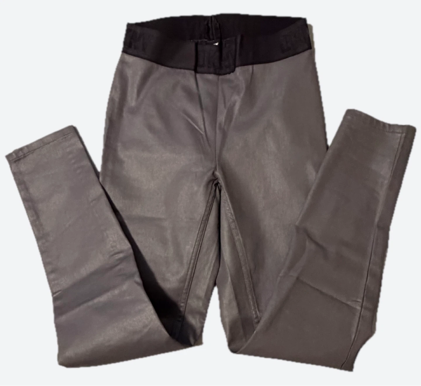 DKNY Women's Grey Faux Leather Pants Size Small