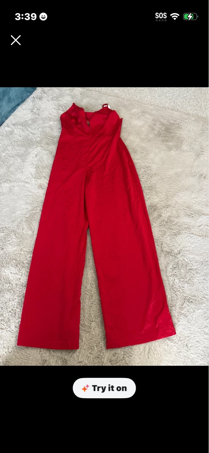Red Wide Leg Jumpsuit