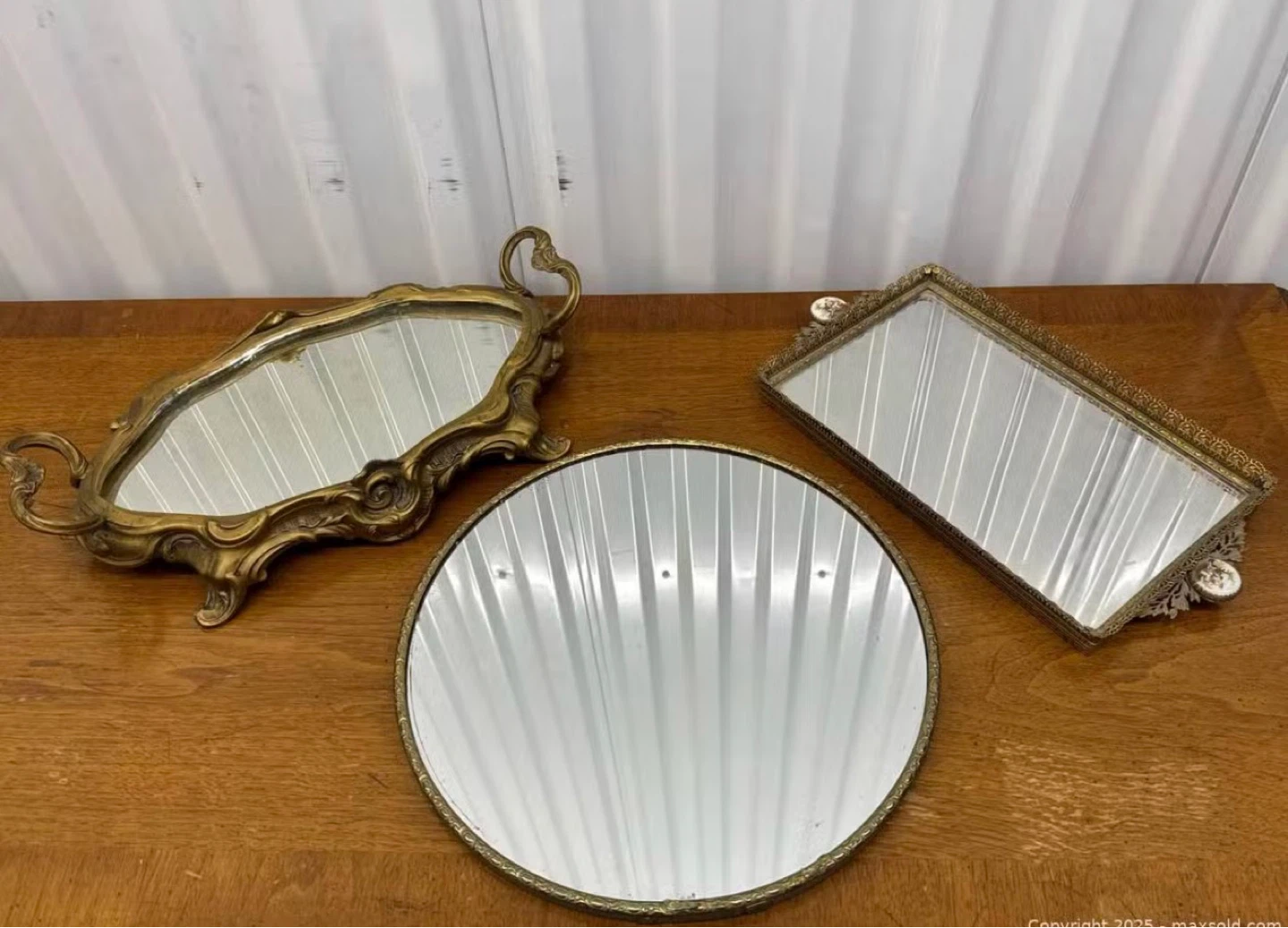 Vintage Gold Tone Vanity Tray Set