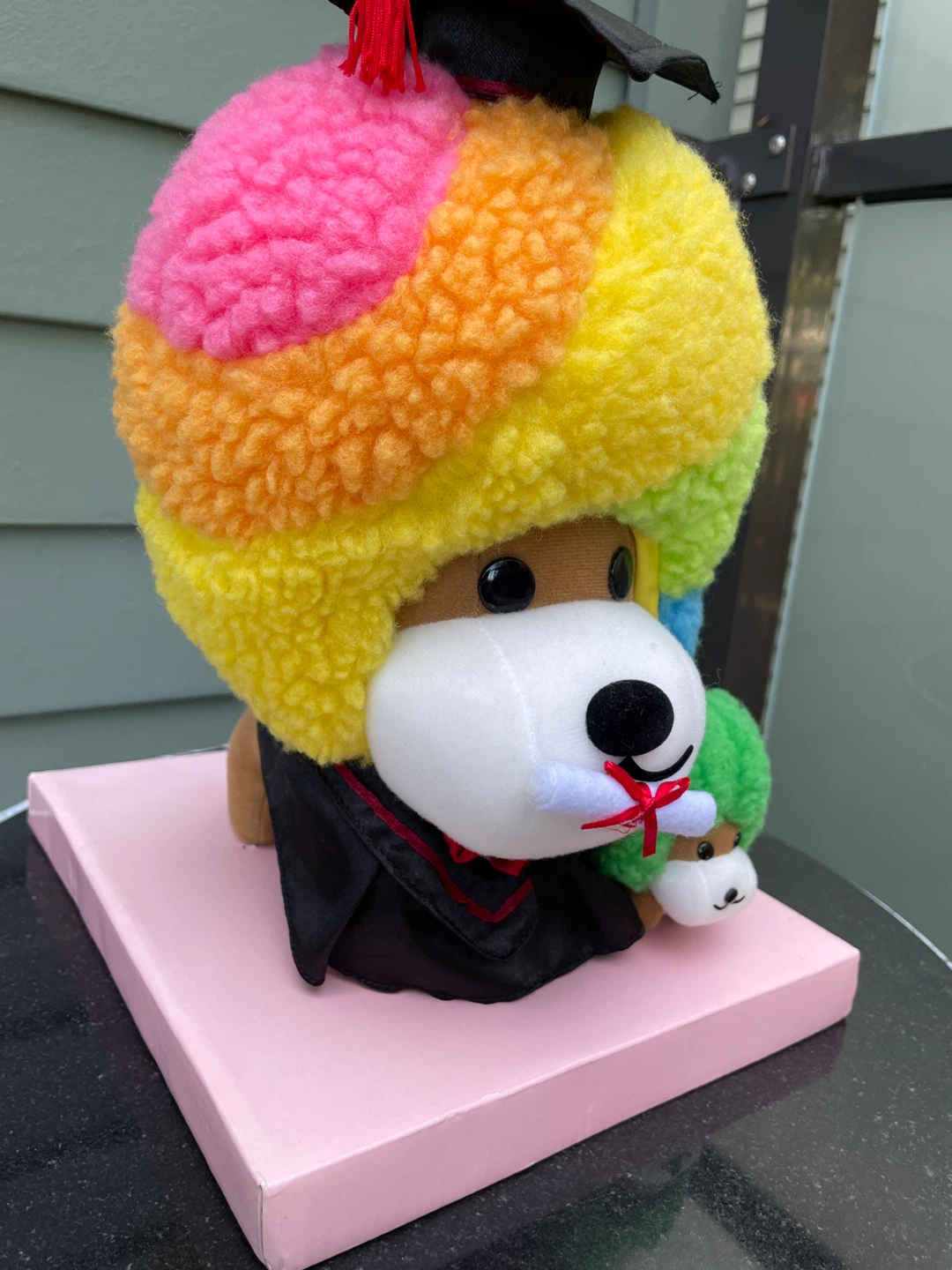 Plush Graduation Dog with Rainbow Hat - photo 3
