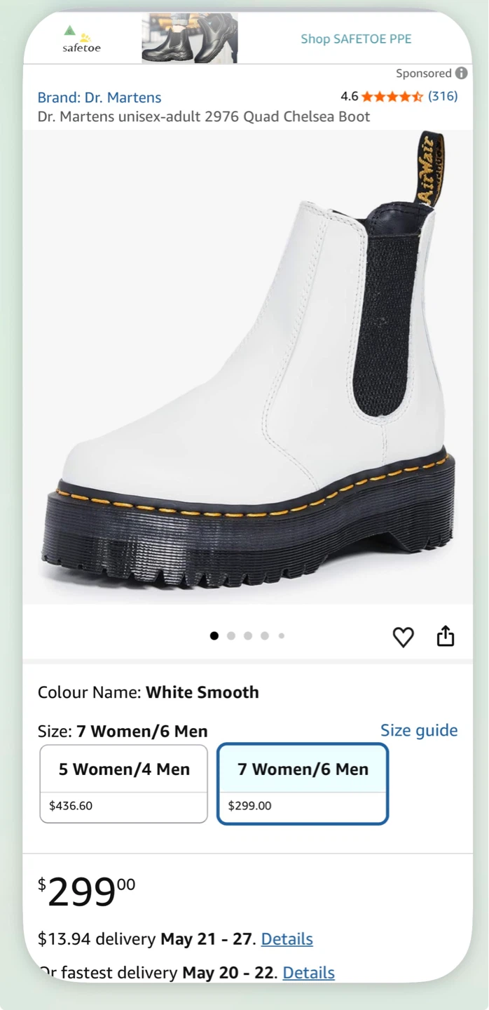 BRAND NEW Dr. Martens 2976 Quad Chelsea Boots White Smooth - photo 5