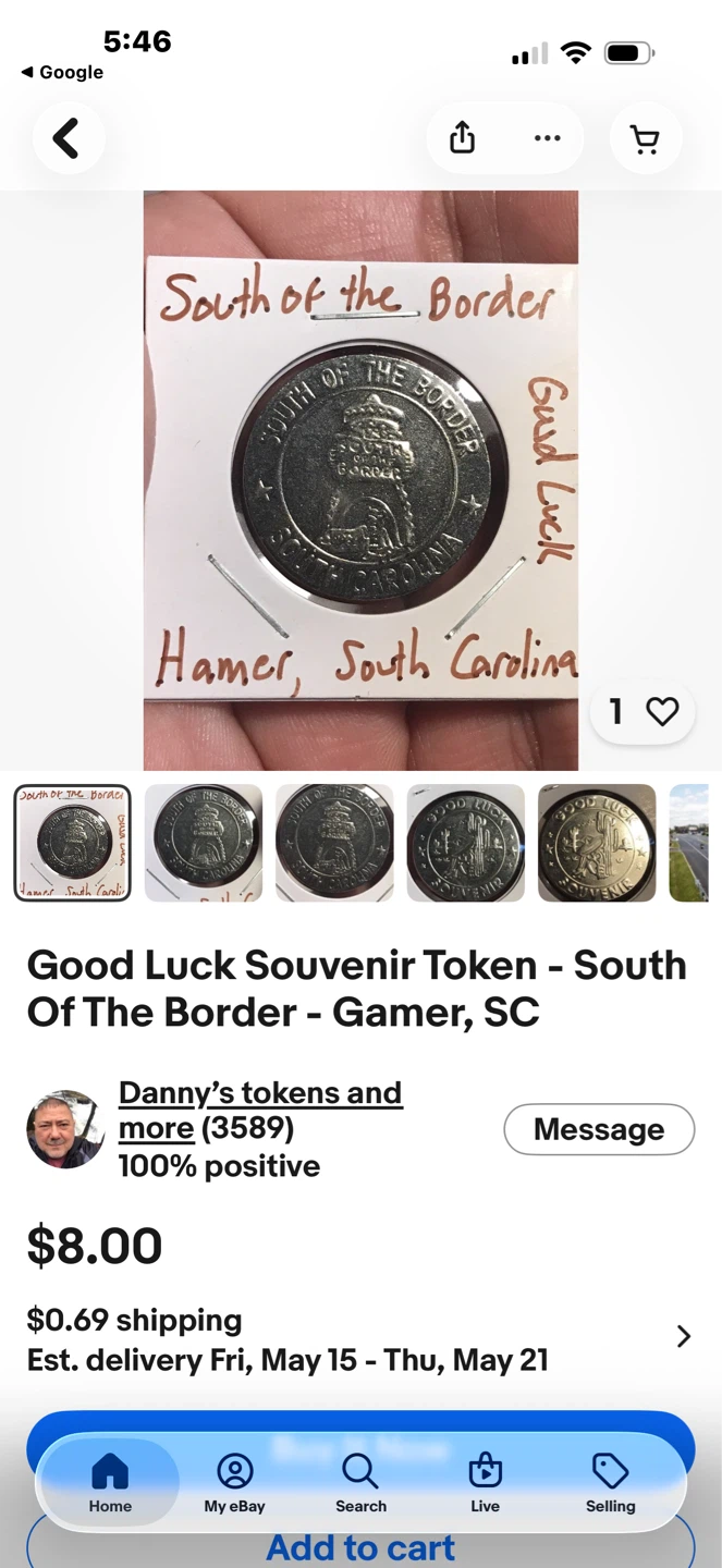 South of the Border Good Luck Souvenir Coin - photo 3
