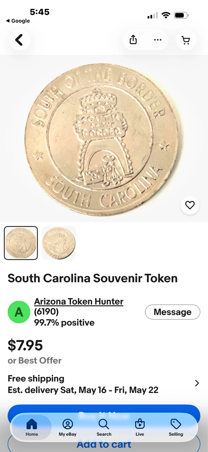 South of the Border Good Luck Souvenir Coin - photo 4
