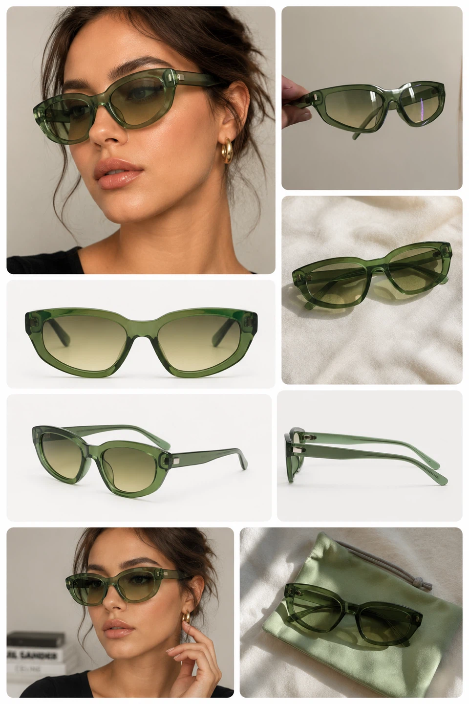 Green Acetate Cat-Eye Sunglasses